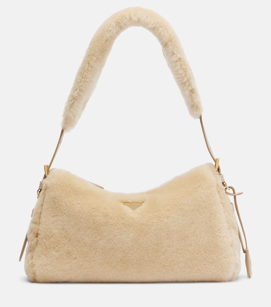 prada prada aimée medium shearling shoulder bag