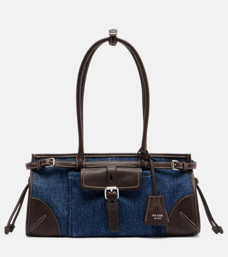 prada prada bonnie medium denim shoulder bag