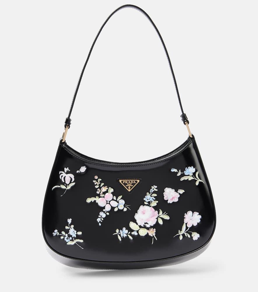prada prada cleo floral leather shoulder bag