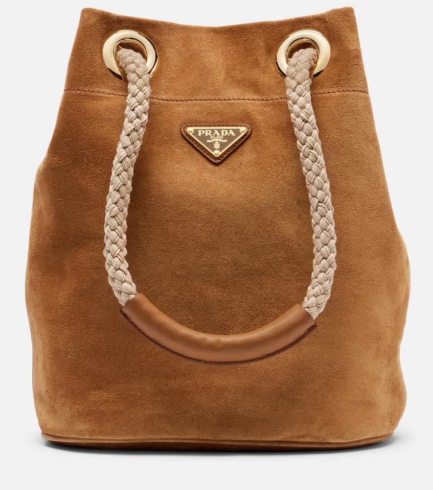 prada prada mariner small suede bucket bag