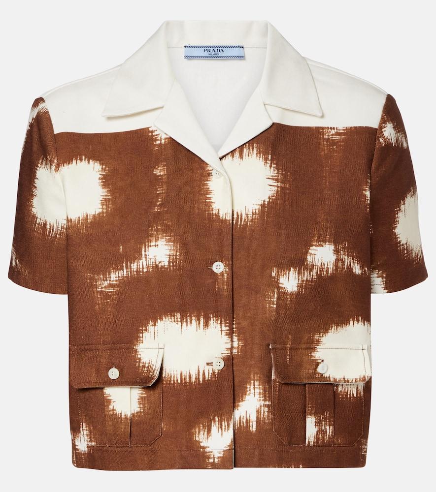 prada printed cropped cotton shirt