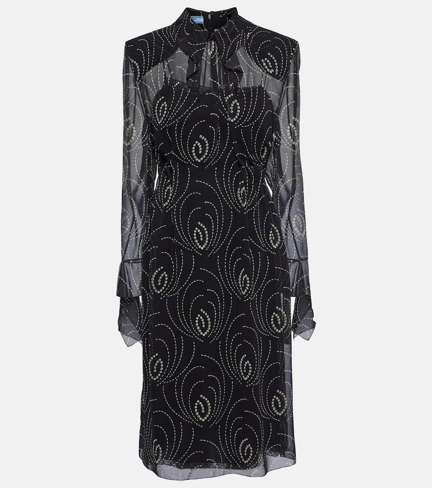 prada printed georgette midi dress