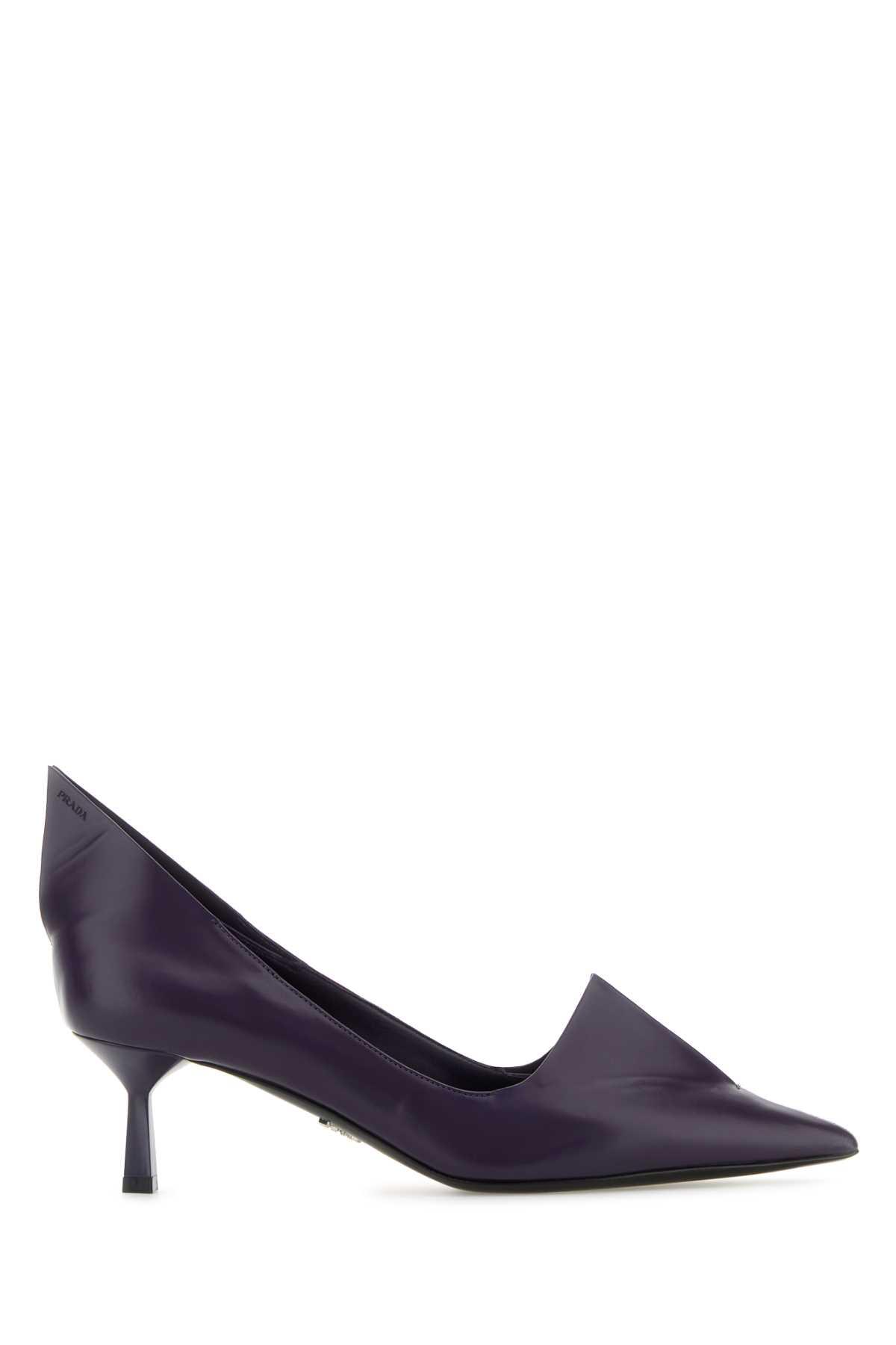 prada purple leather pumps