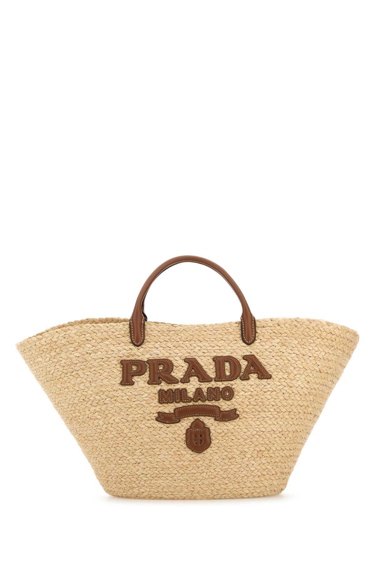 prada raffia large shopping bag