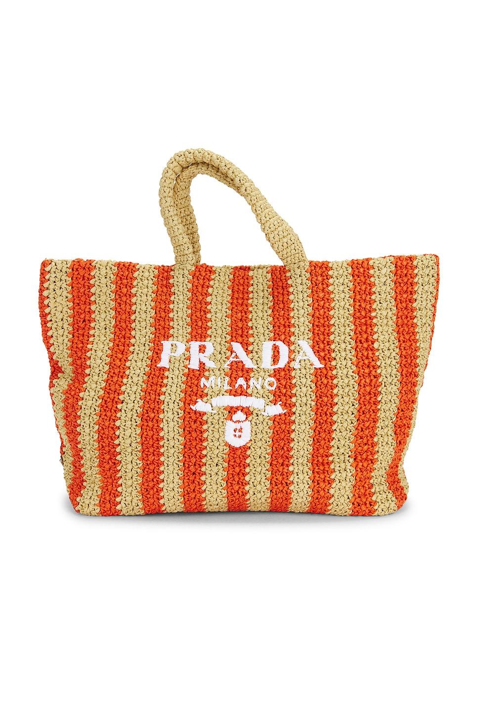 prada raffia tote bag