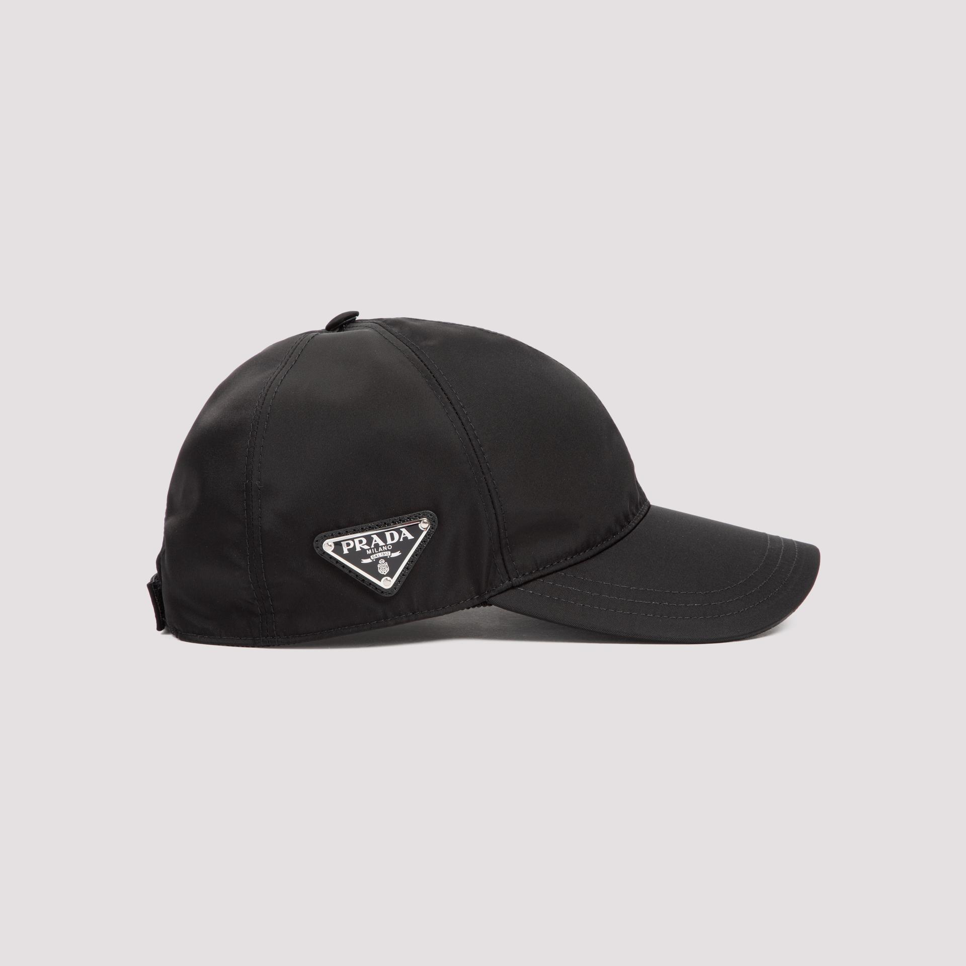 prada re-nylon baseball cap black polyamide hat - women