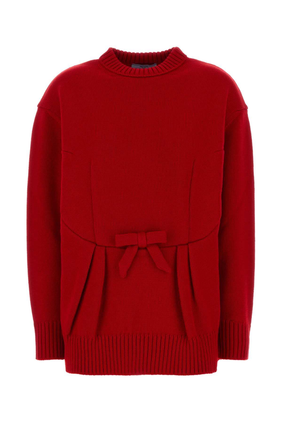 prada red wool oversize sweater