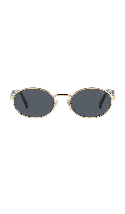 prada round sunglasses in metallic gold.