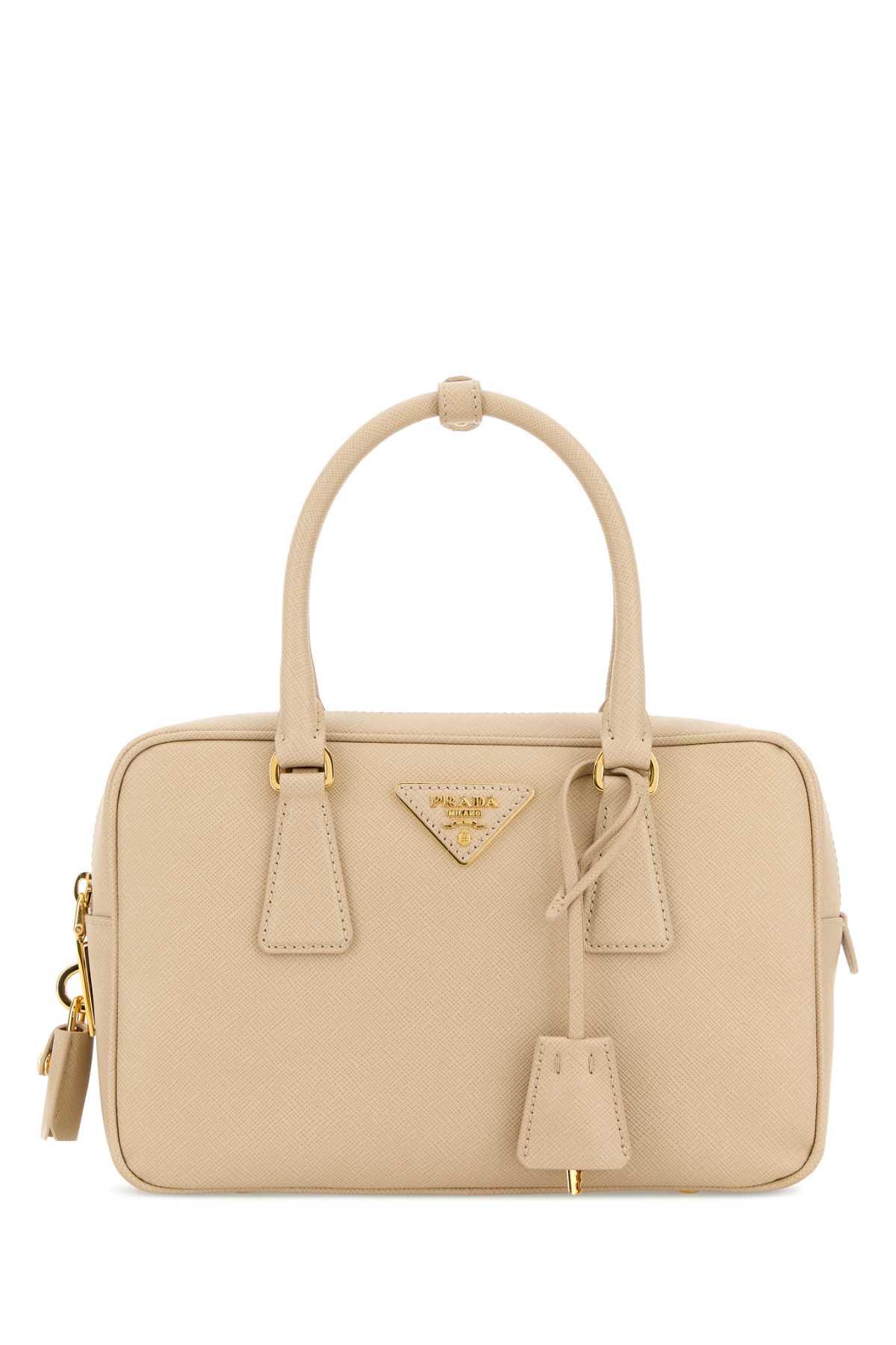 prada sand leather handbag
