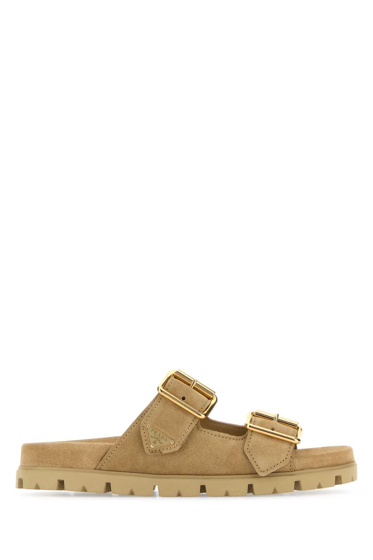 prada sand suede slippers
