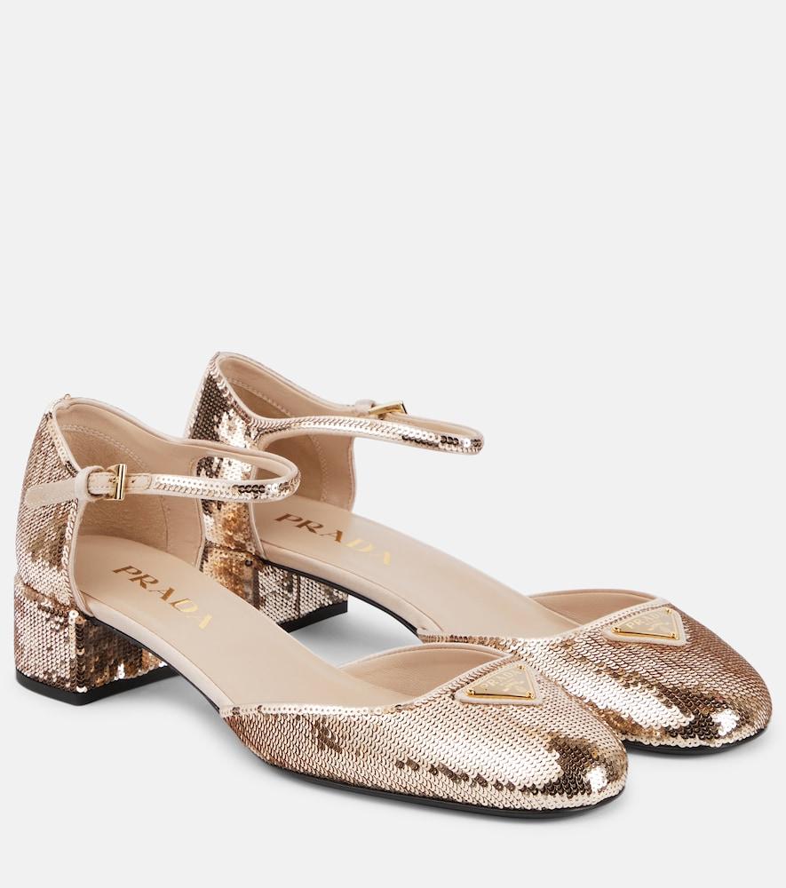 prada sequined mary jane pumps