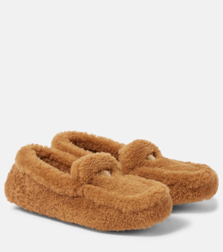 prada shearling driving loafers