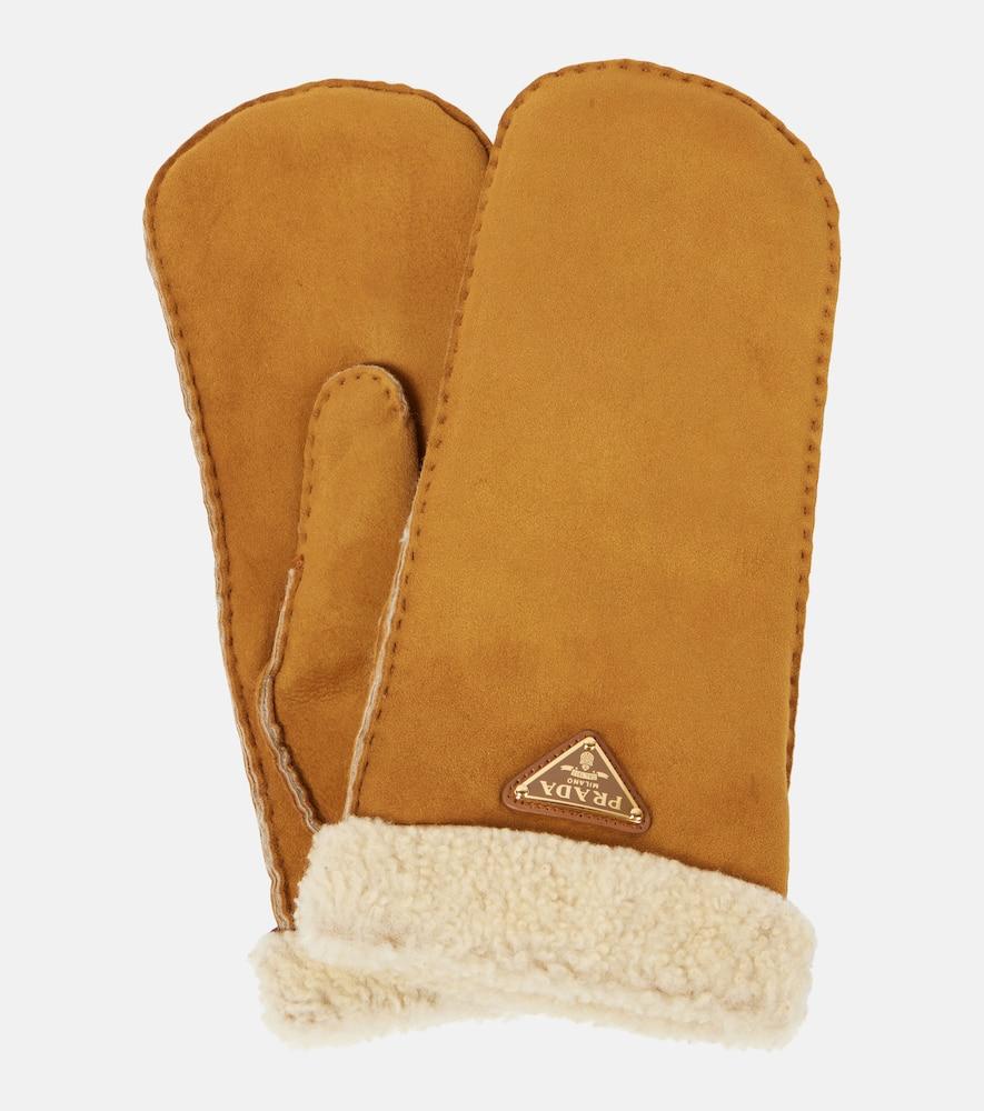 prada shearling mittens