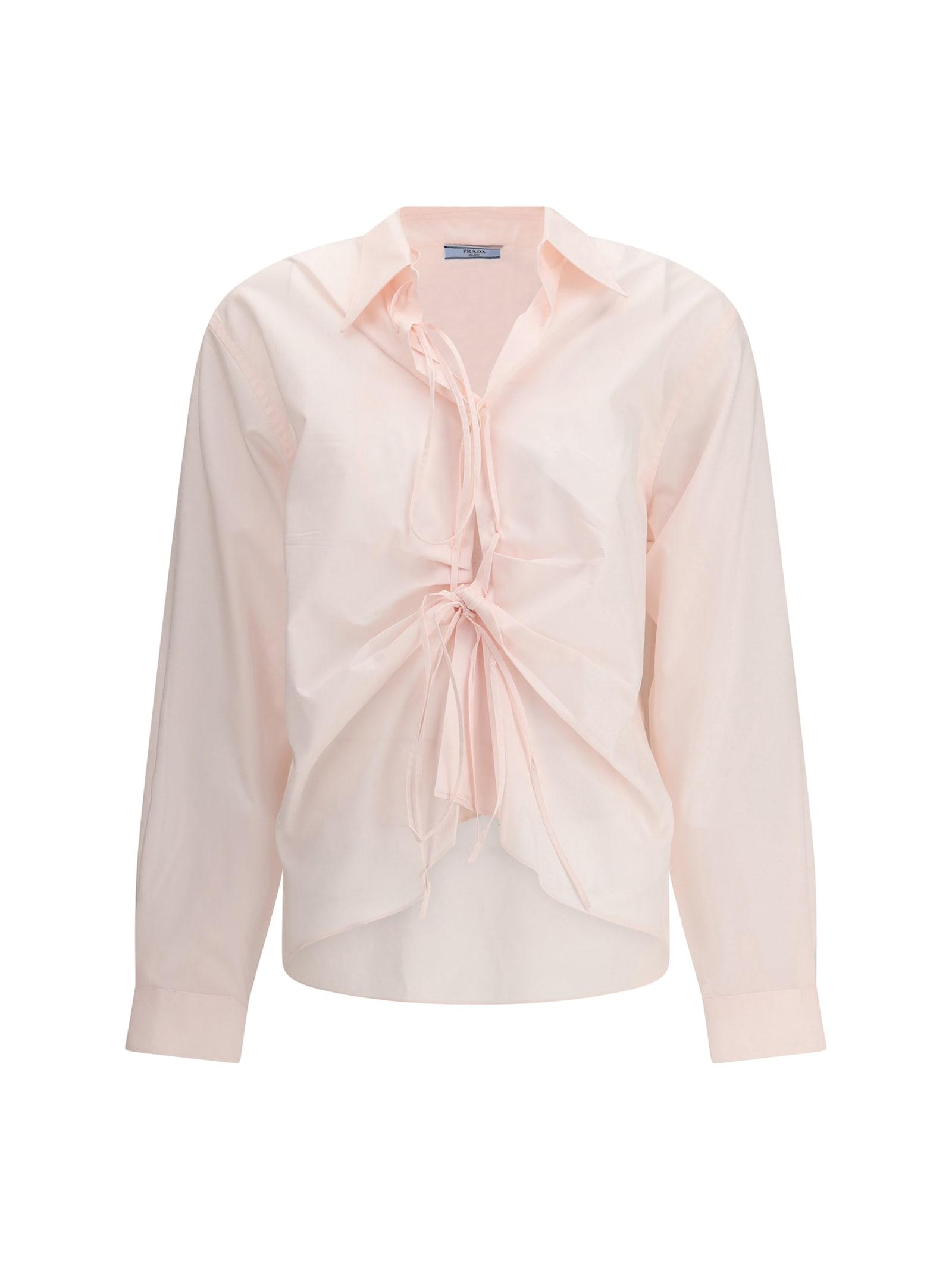prada shirt in cotton with a ribbon detail