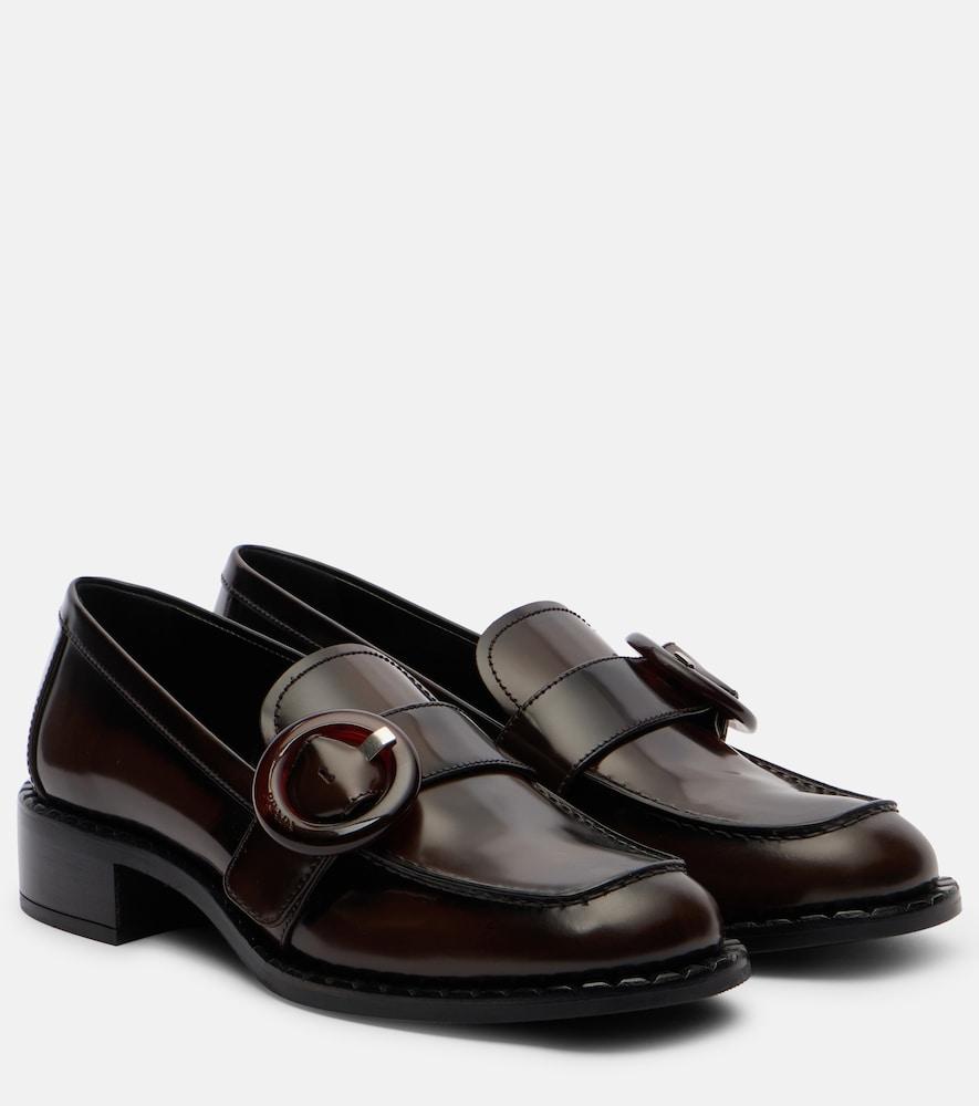 prada sienna leather loafers