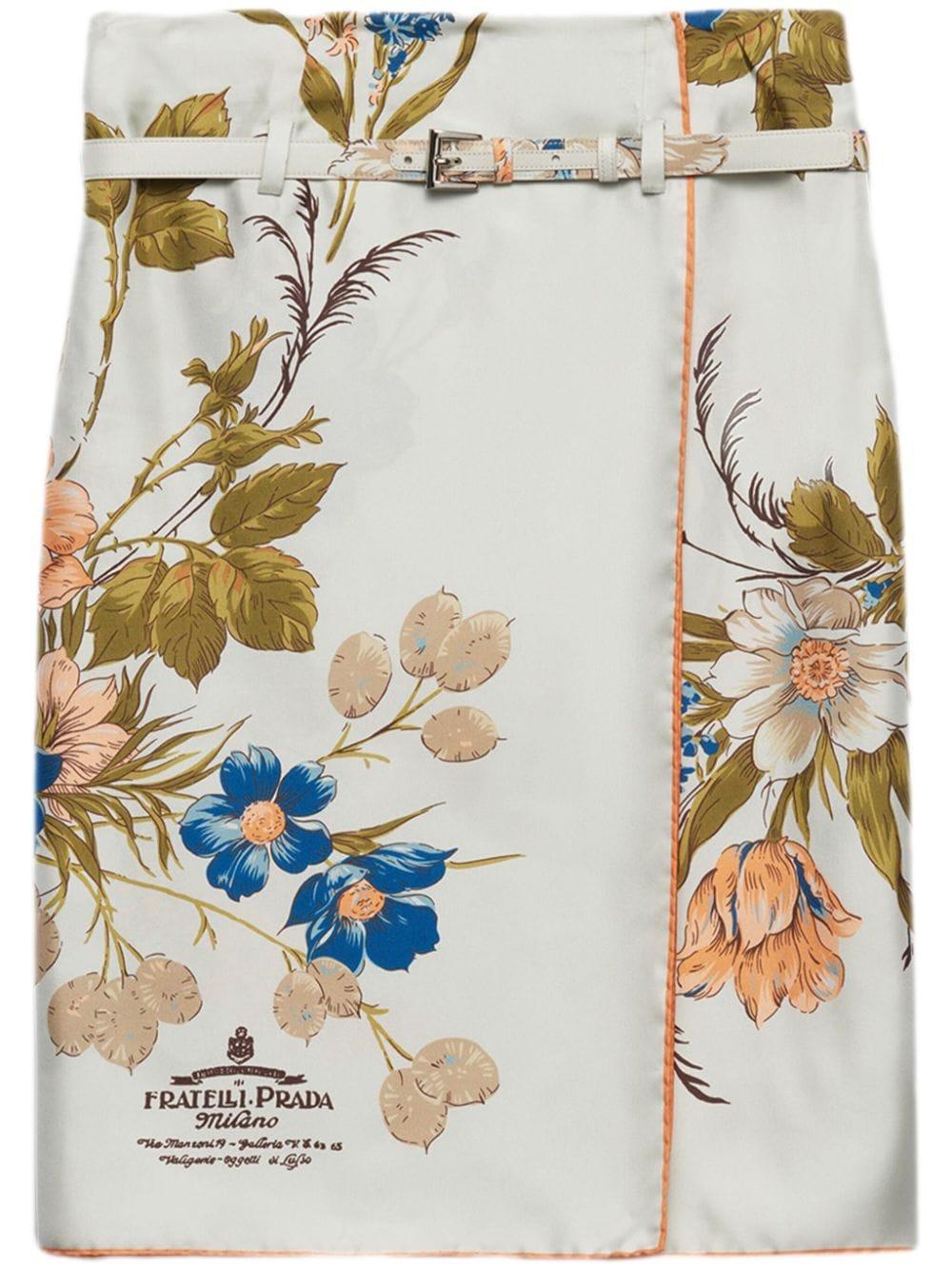 prada skirts clear blue silk - women