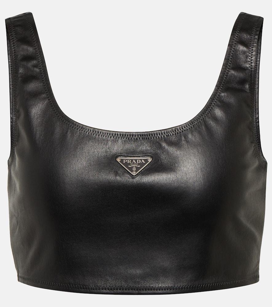 prada sleeveless leather crop top