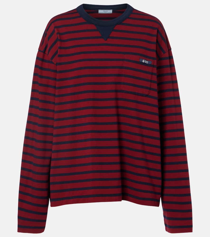 prada striped cotton jersey top