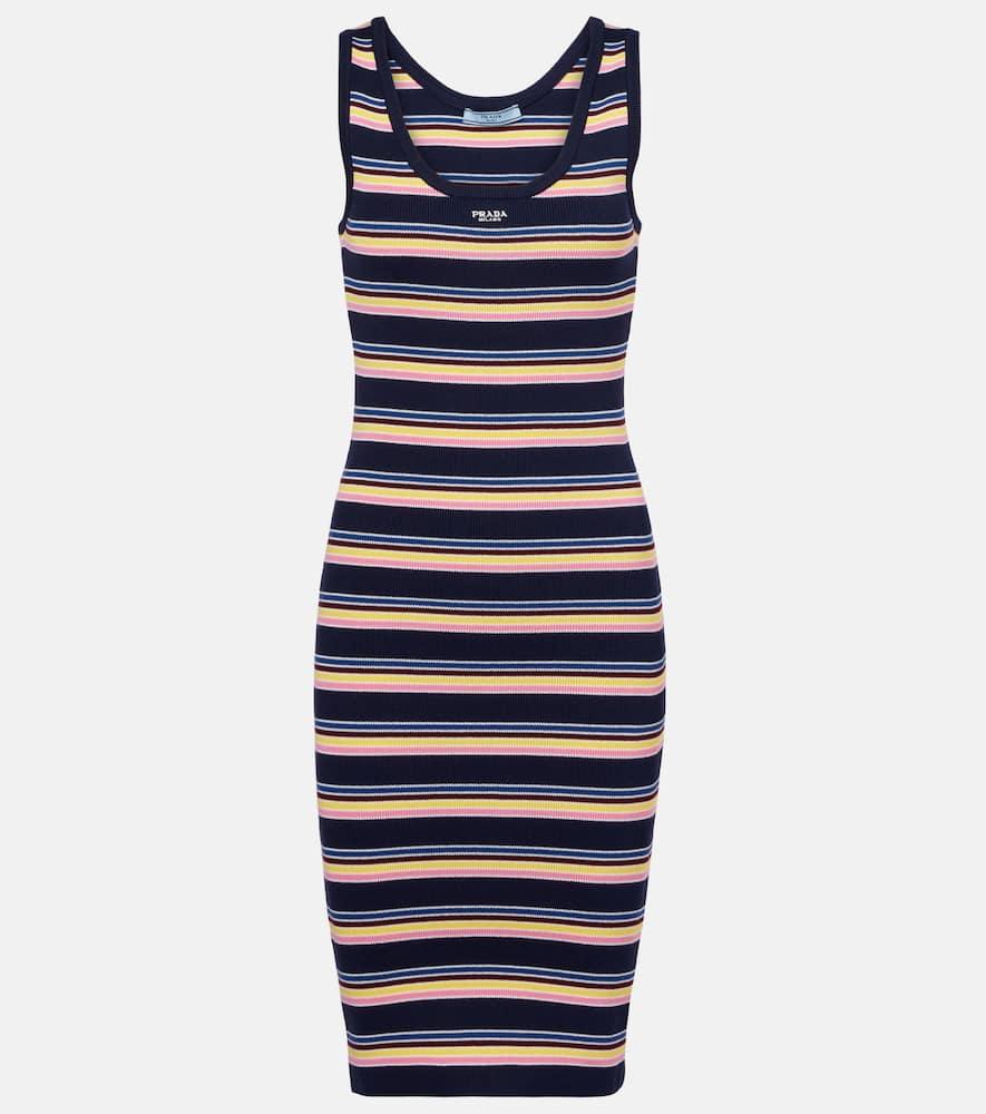 prada striped cotton midi dress