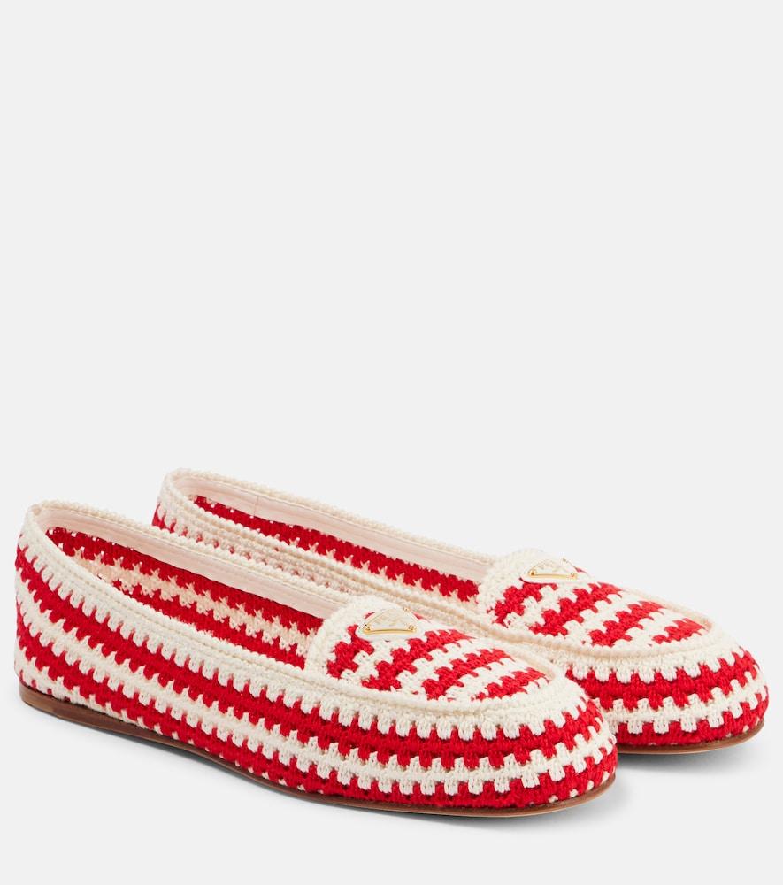 prada striped crochet ballet flats