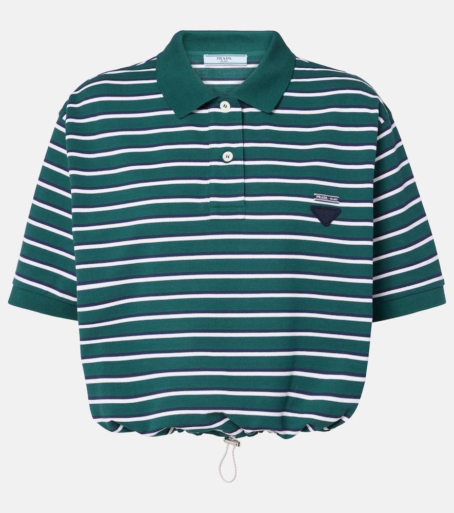 prada striped cropped cotton polo shirt