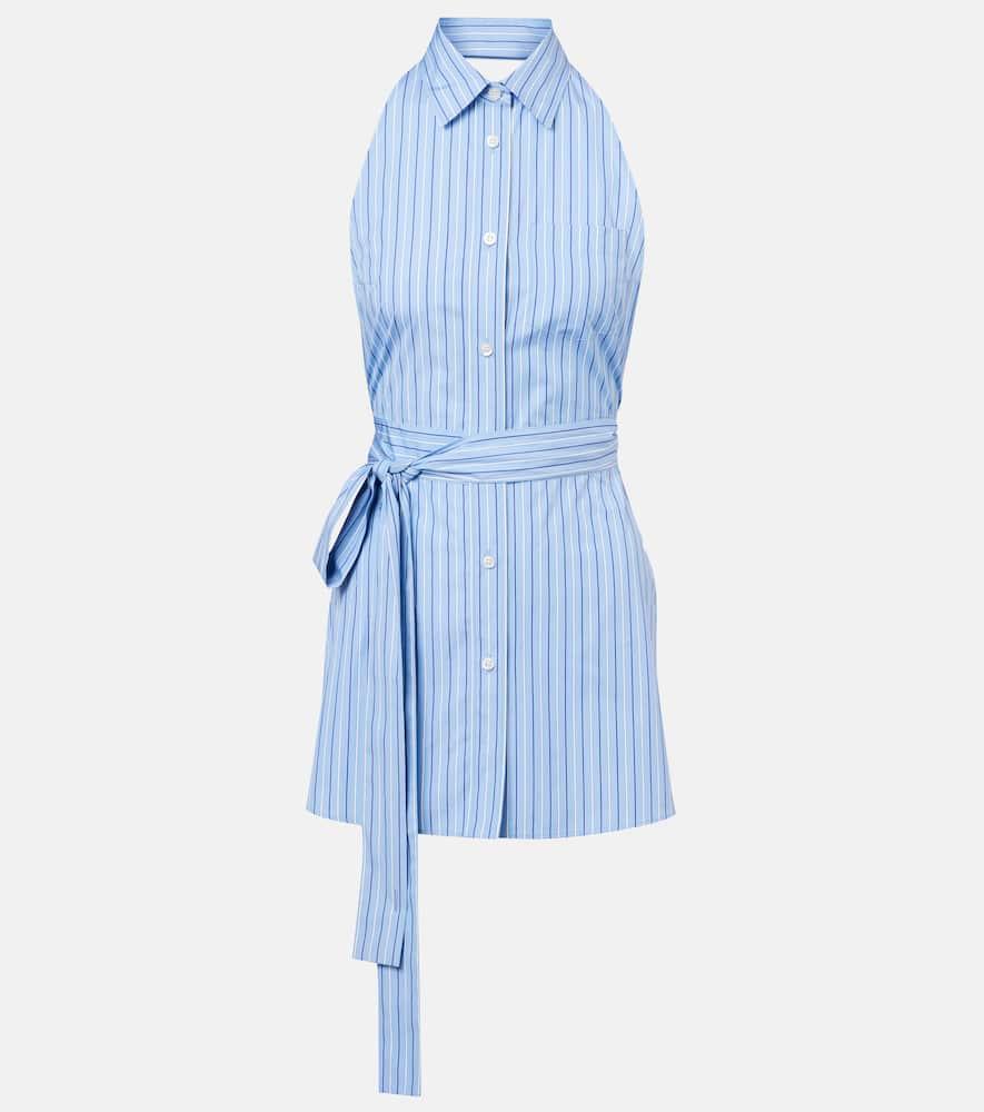 prada striped halterneck cotton minidress