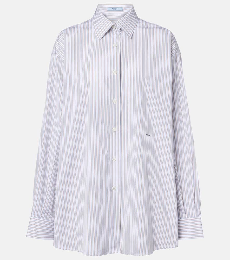 prada striped oversized cotton poplin shirt