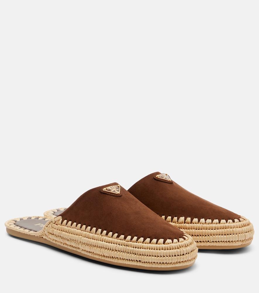 prada suede and jute mules