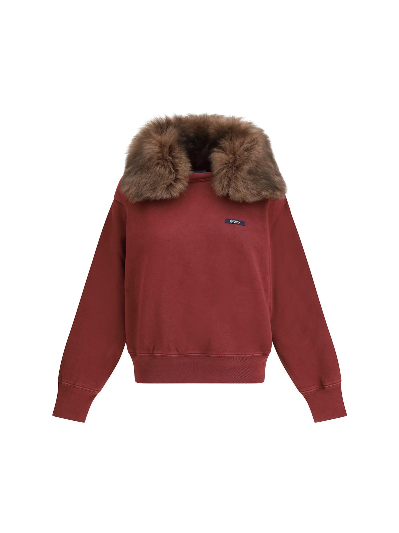 prada sweatshirt with a shearling collar