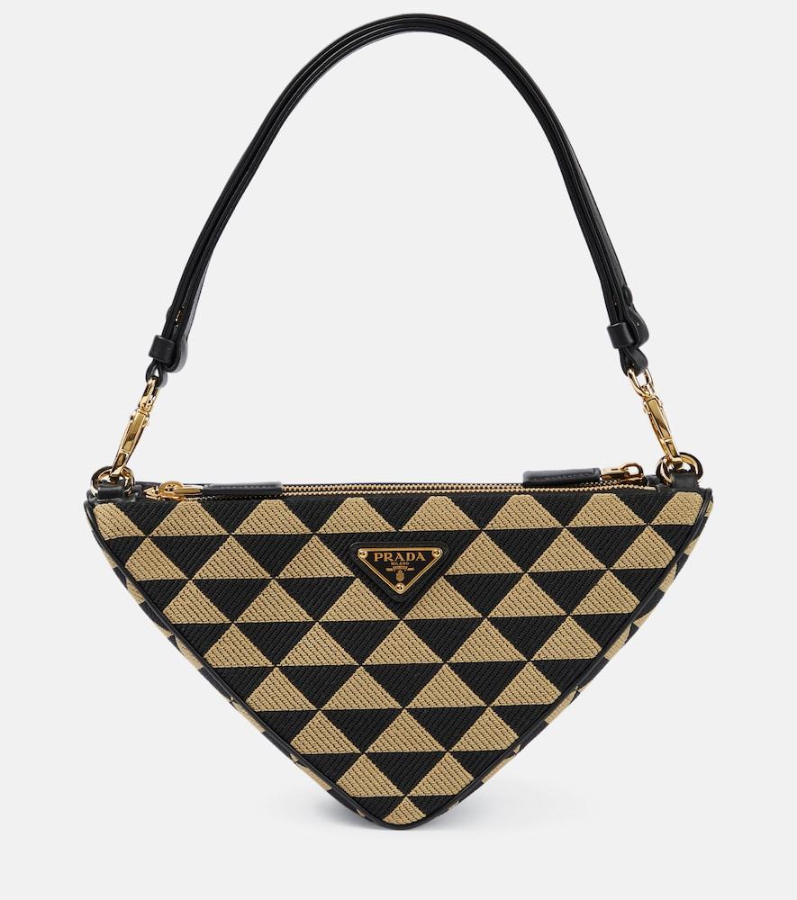 prada triangolo mini jacquard shoulder bag