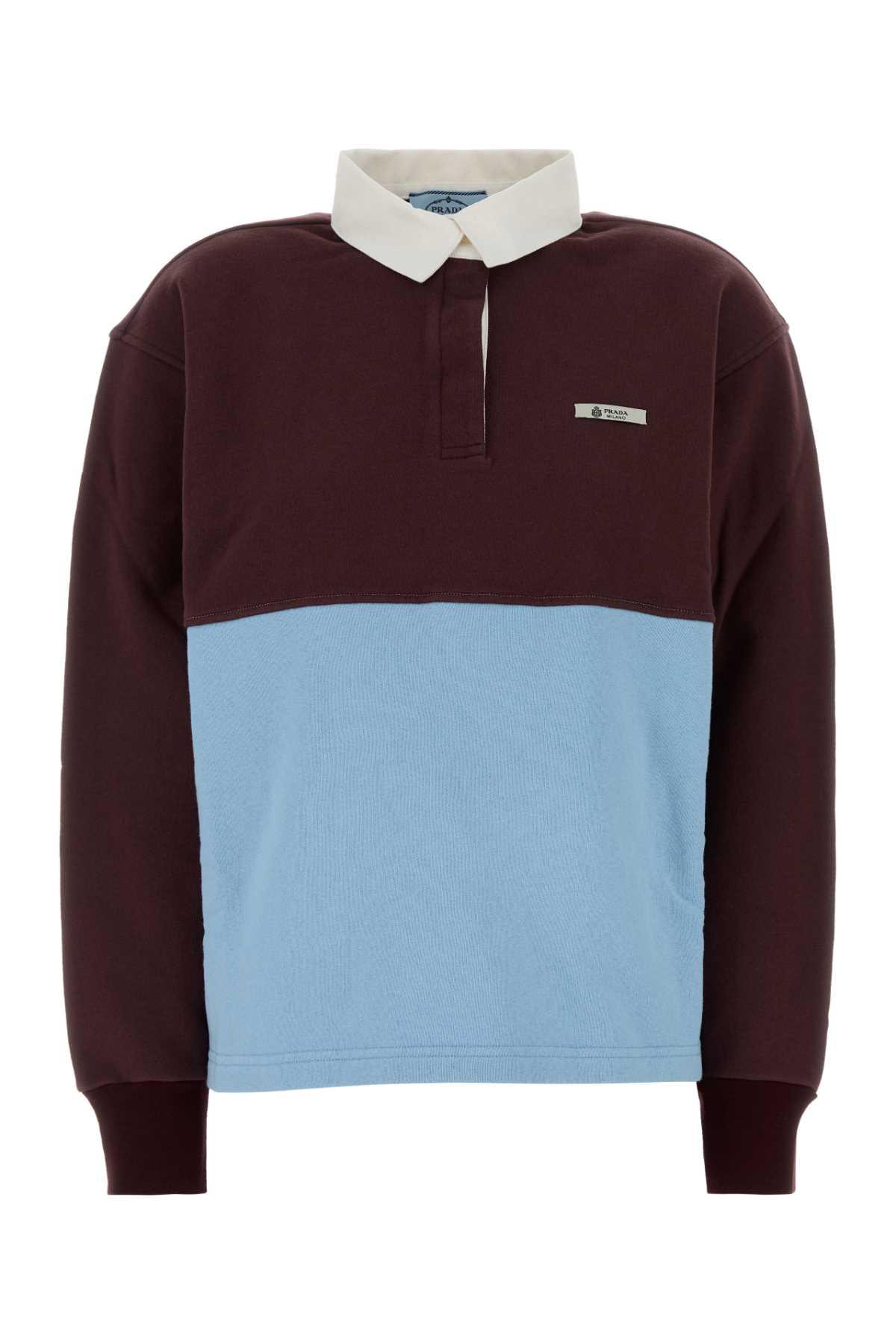 prada two-tone cotton oversize polo shirt