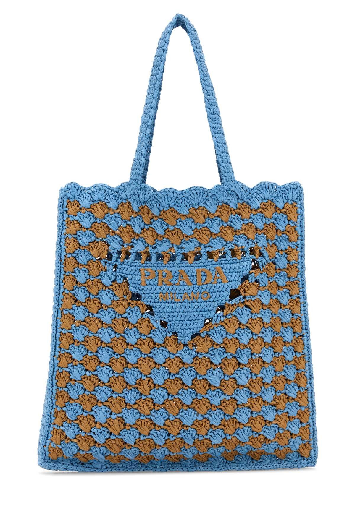 prada two-tone raffia shopping bag