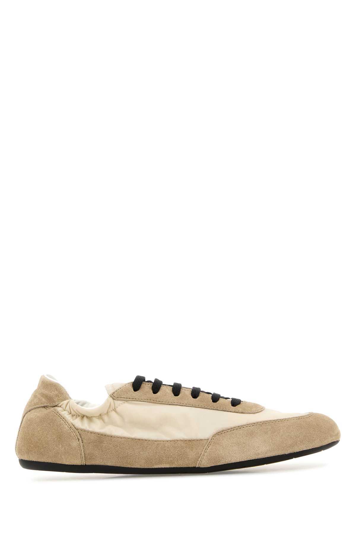 prada two-tone re-nylon and suede collapse sneakers