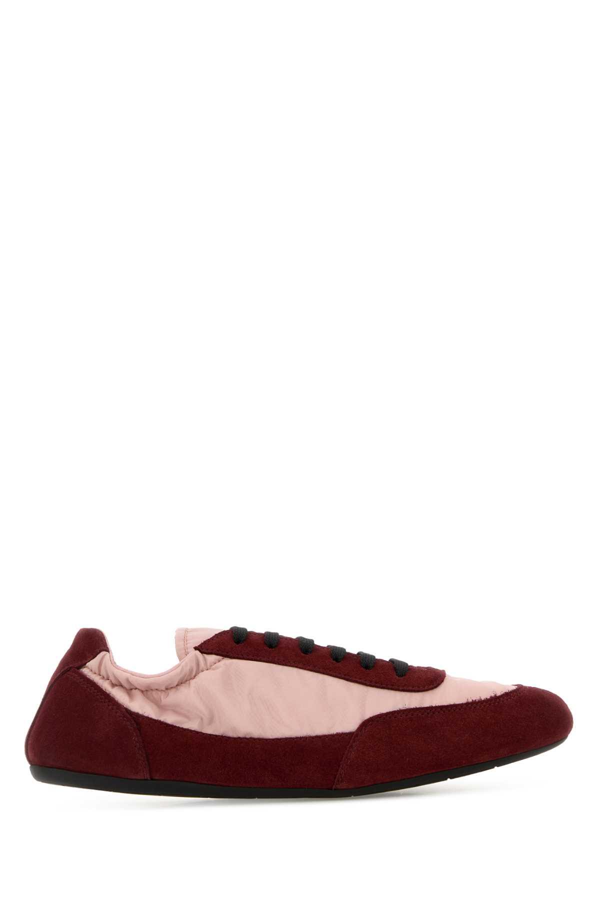 prada two-tone re-nylon and suede collapse sneakers