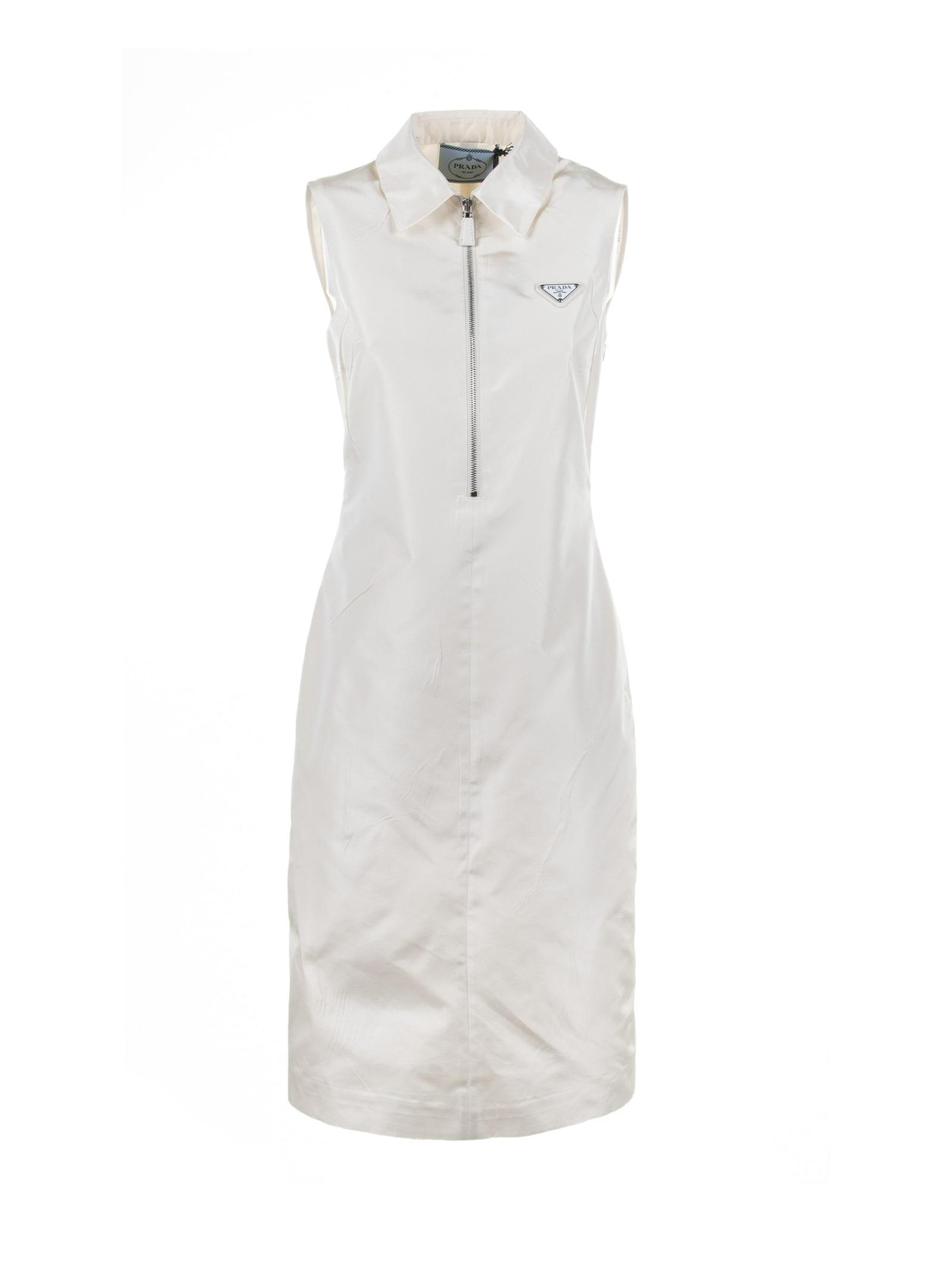 prada white faille dress