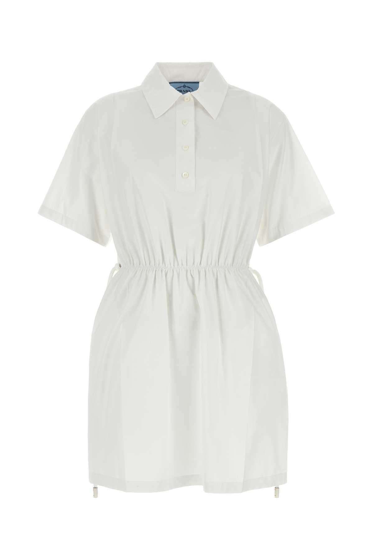 prada white poplin shirt dress