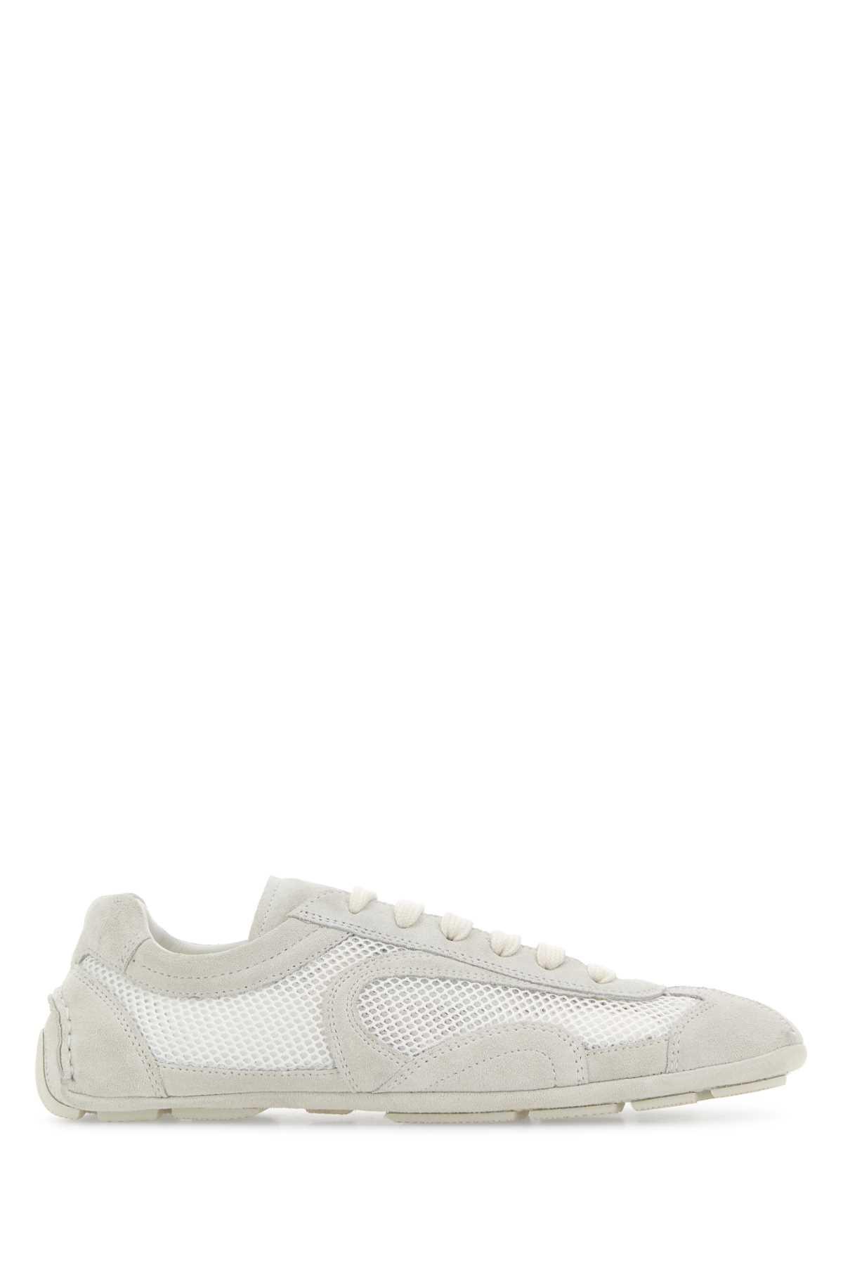 prada white suede and mesh montecarlo sneakers