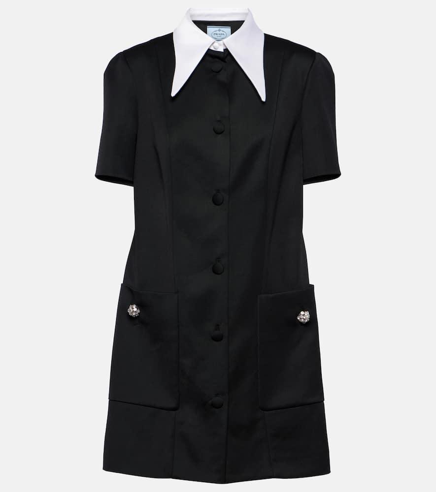 prada wool satin shirt dress