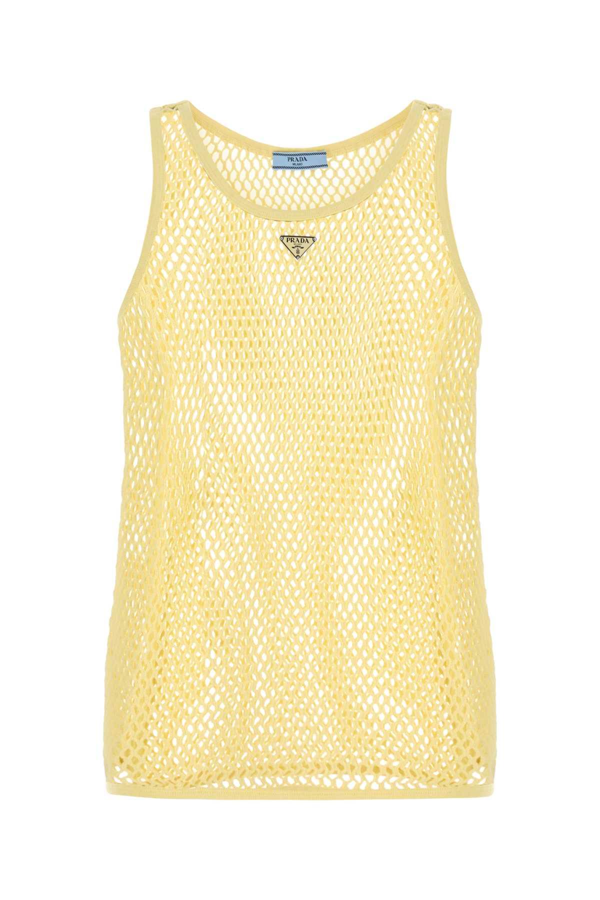 prada yellow mesh tank top