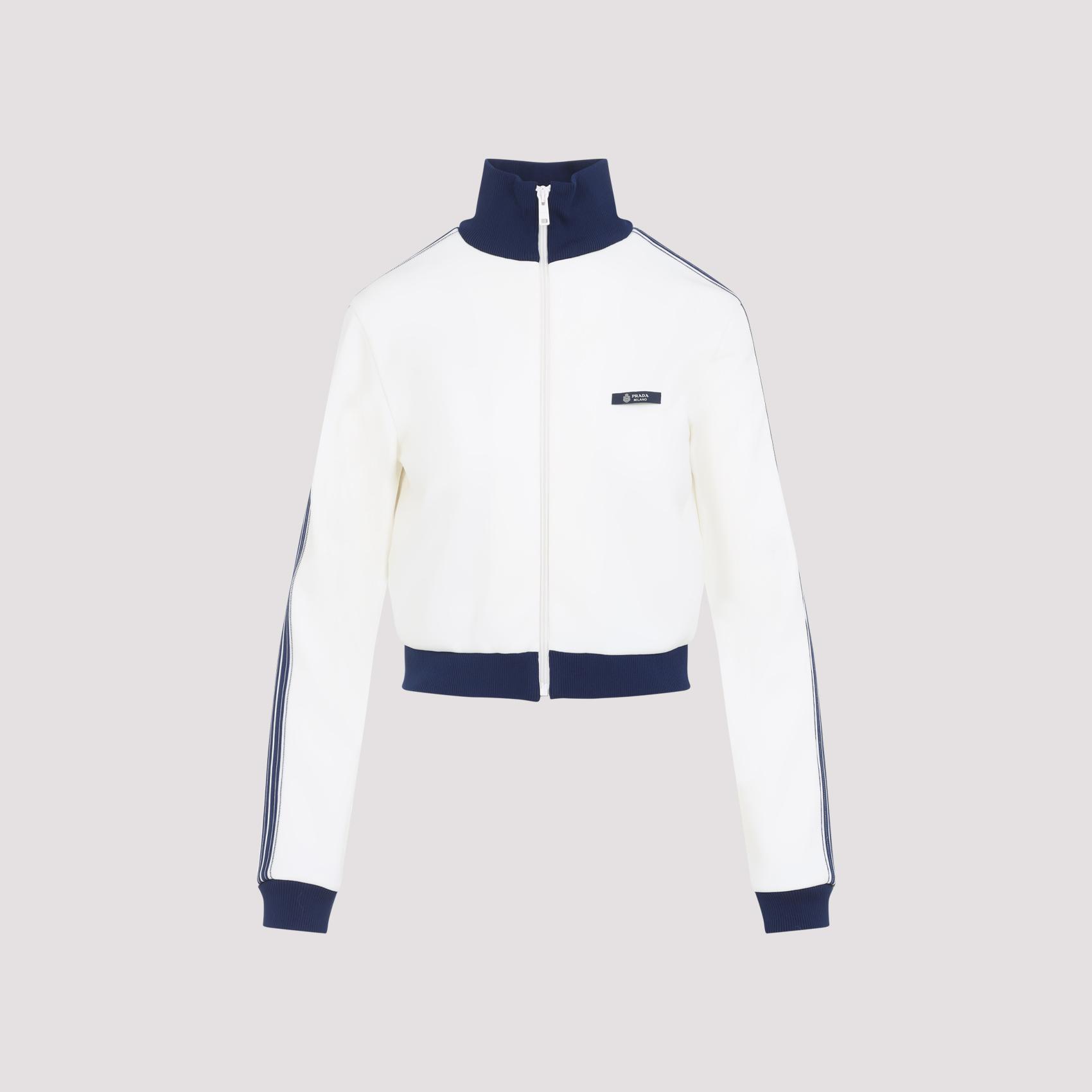 prada zip-up logo jacket white polyester - women