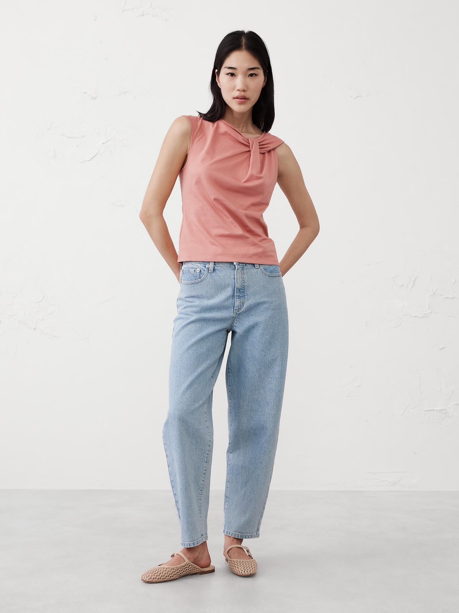 premium cotton twist shoulder top