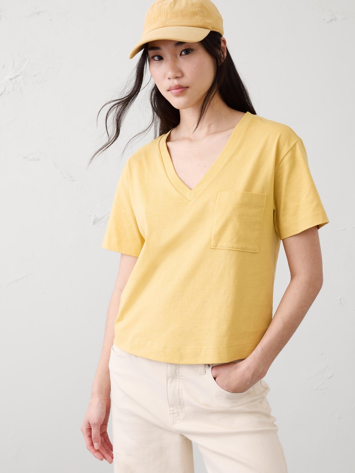 premium cotton v-neck pocket t-shirt