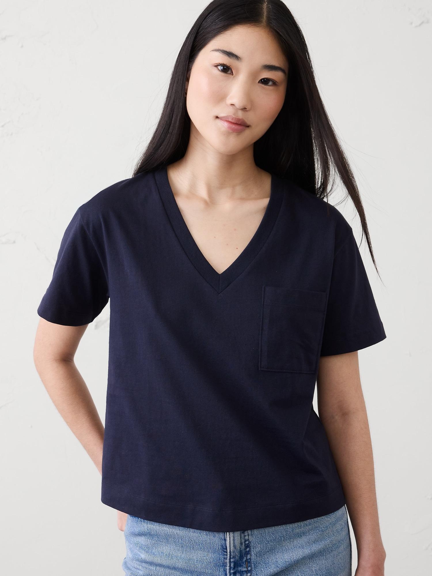 premium cotton v-neck pocket t-shirt
