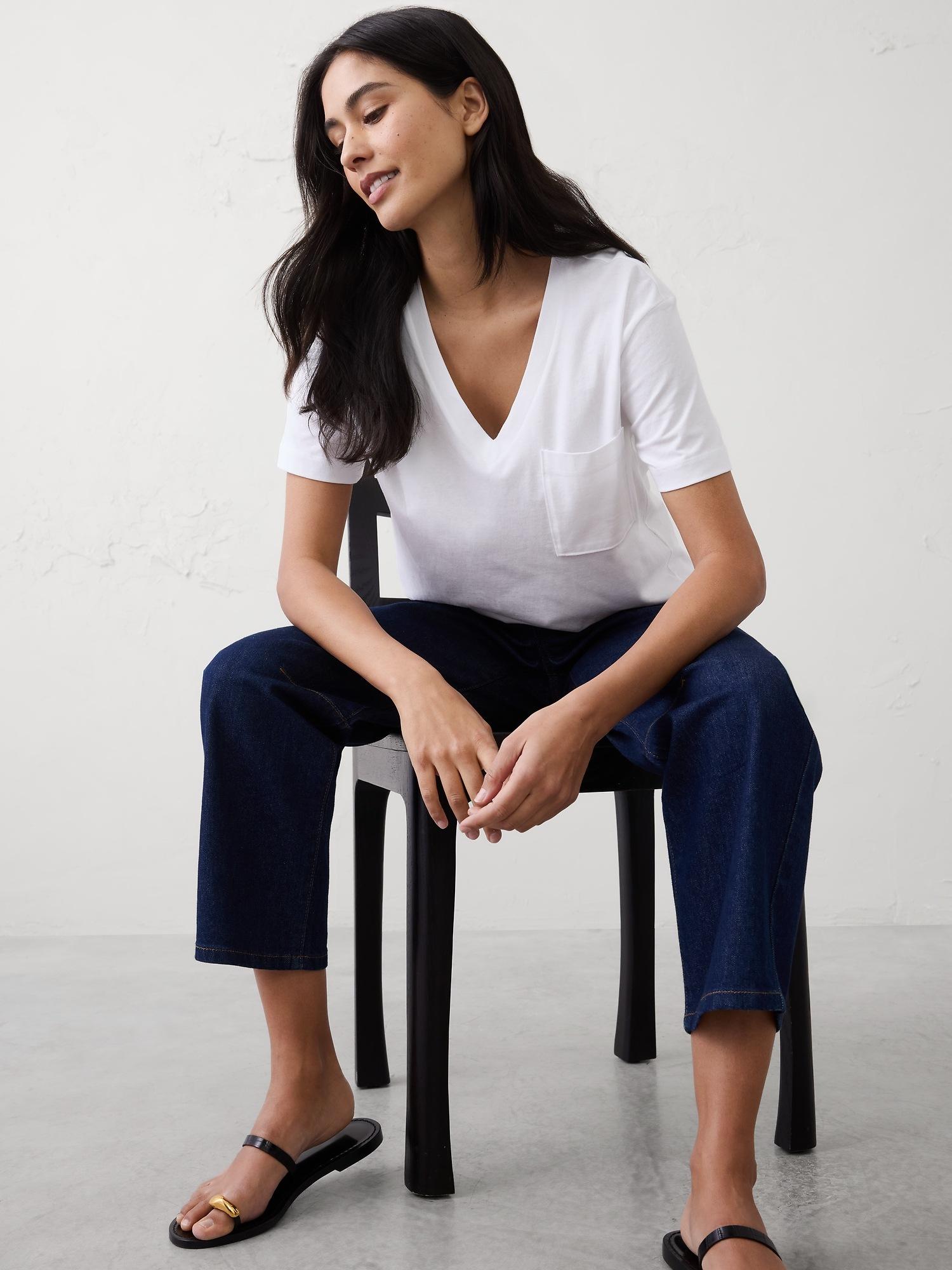 premium cotton v-neck pocket t-shirt