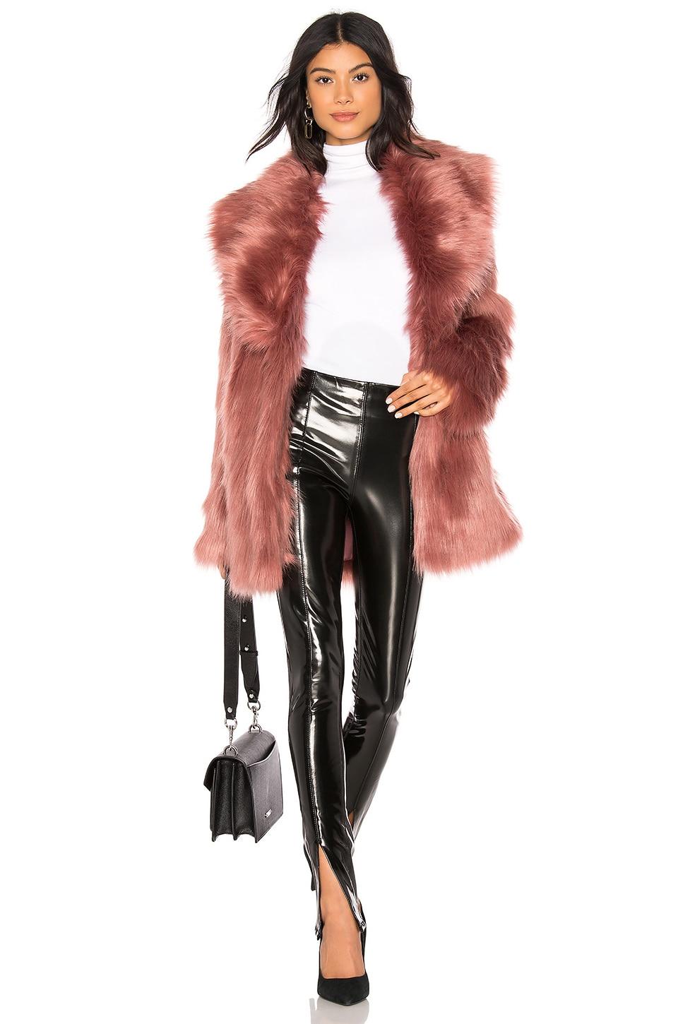premium rose faux fur jacket