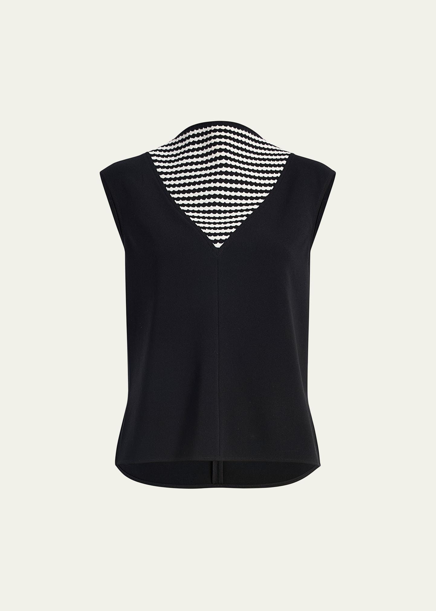 prescott stripe panel matte crepe top