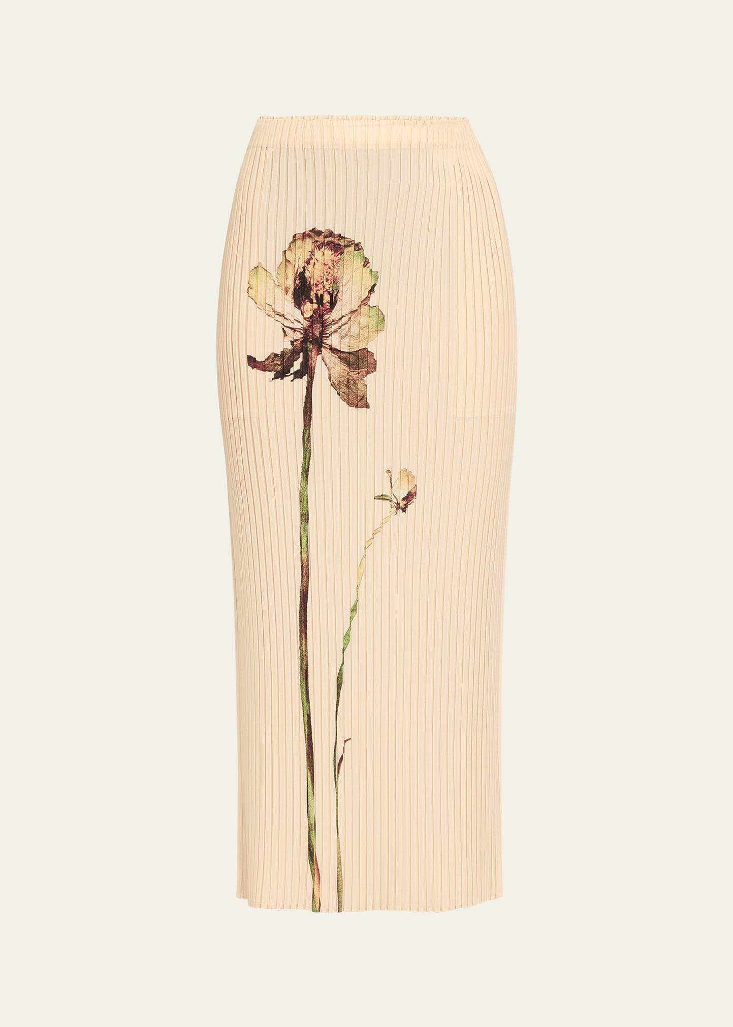 pressed flora pleats pencil skirt