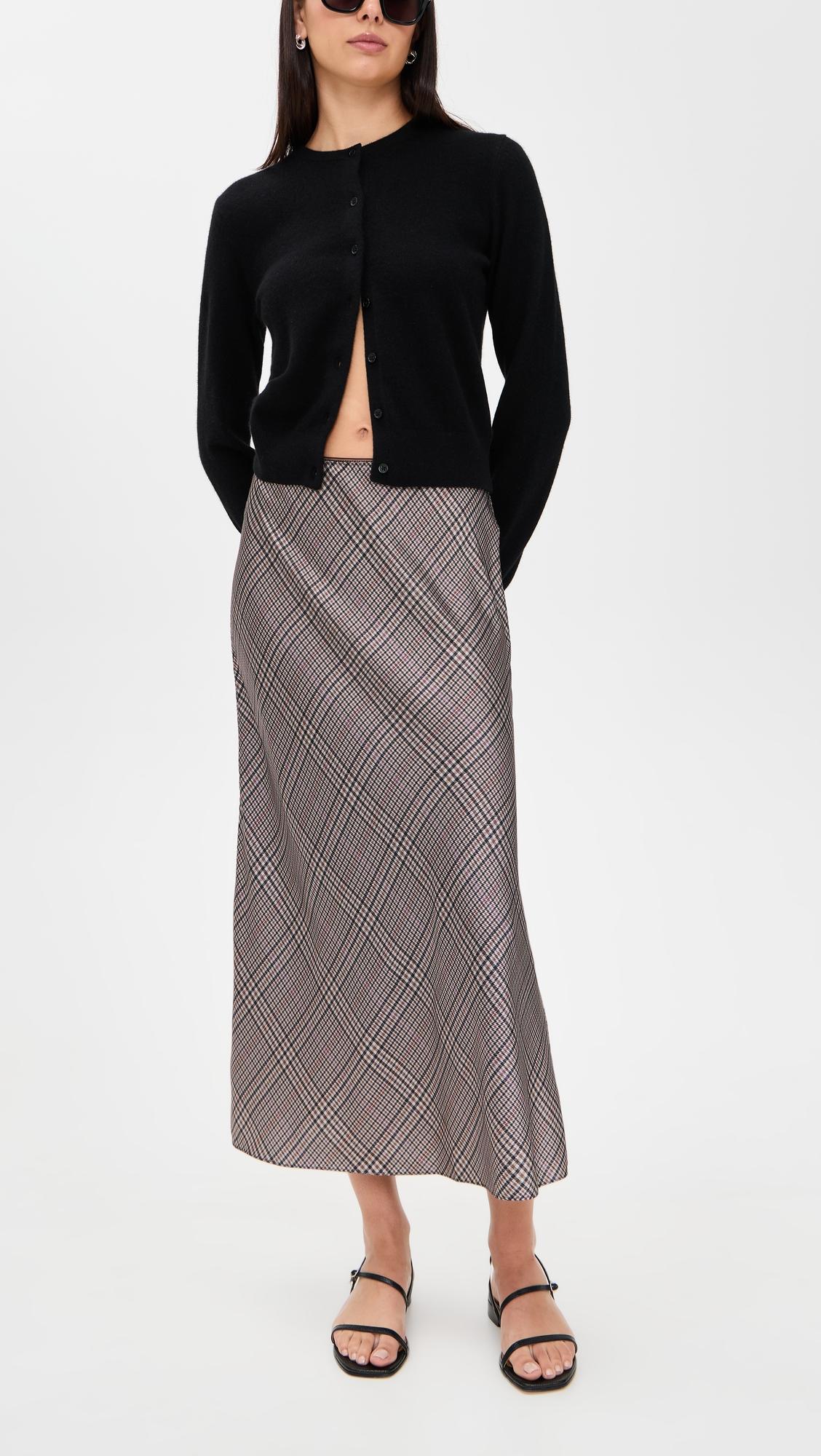 pressed plaid shaped hem skirt