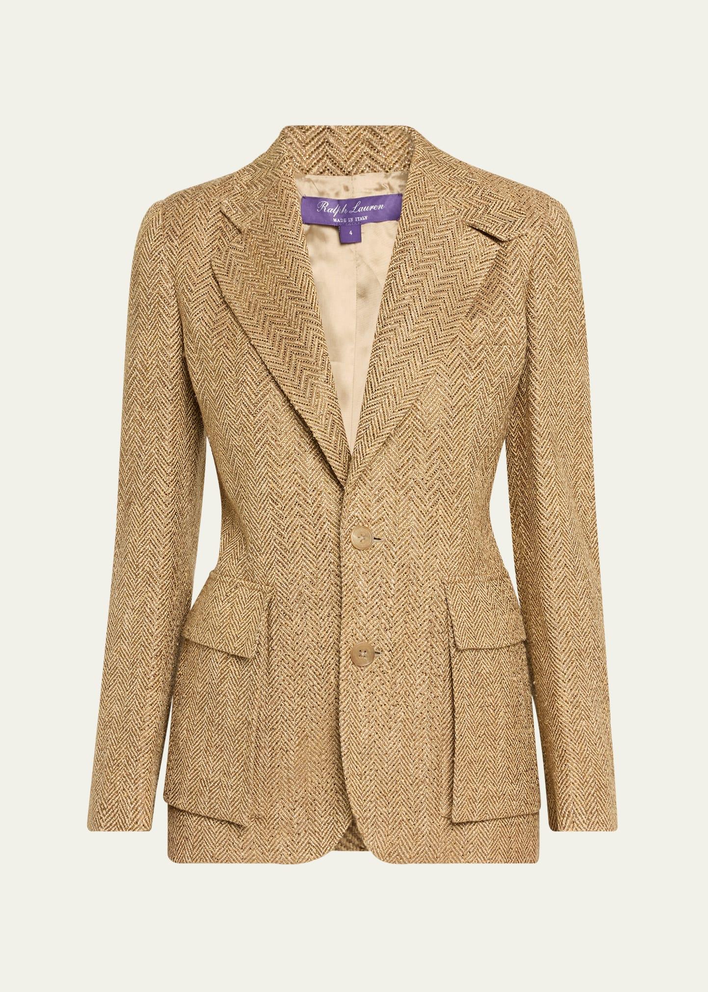 preston herringbone embellished silk jacket