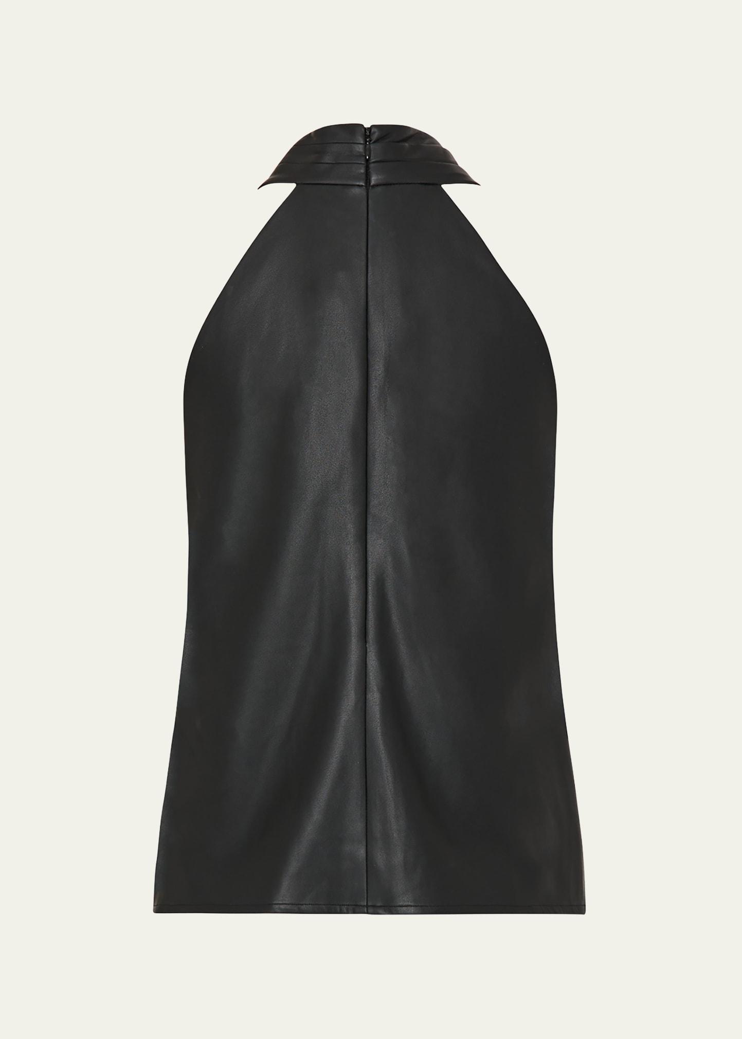 preston pleated vegan leather halter top